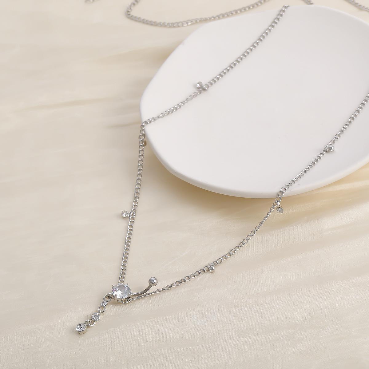 Sexy Minimalist Body Chains Human Body Perforated Zircon Navel Stud
