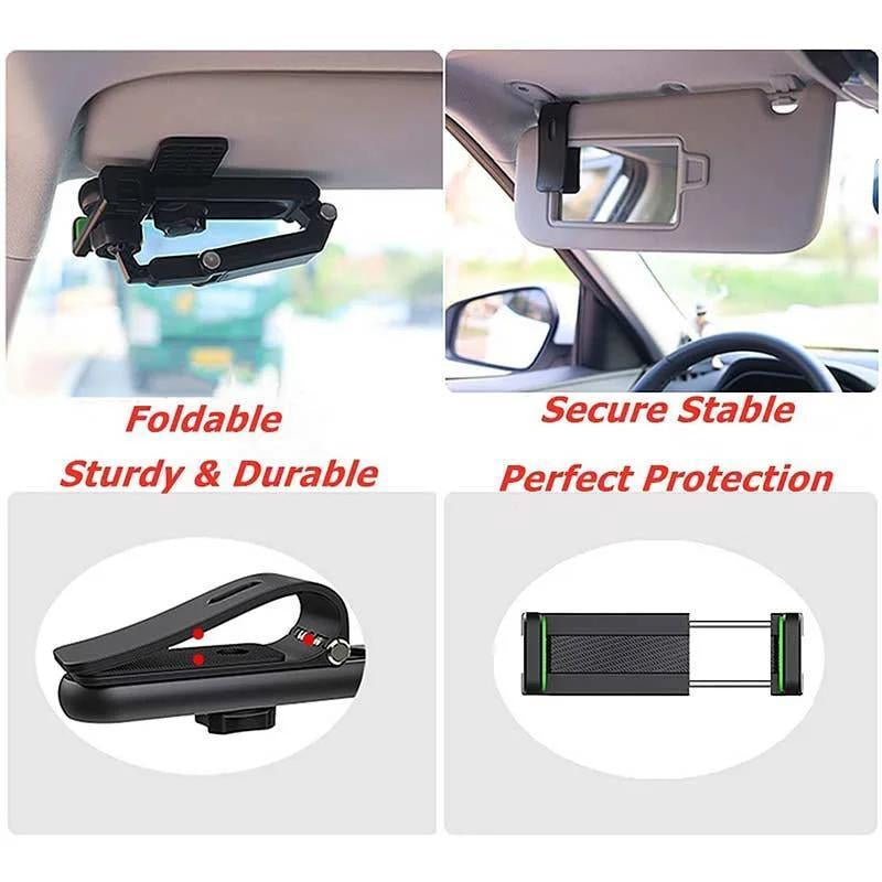 New 1080° Multi-Function Sun Visor Universal 360 Degree Rotating Phone Holder Suitable for Any Scene Car Holder-Rotatable and Retractable Porte Para Telefono Bracket Carmobile Supplies