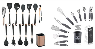 Stainless Steel Kitchen Utensils Set With Rubber Plastic Handle