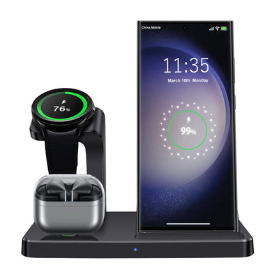 Wireless Charger for Samsung Charging Station, 3 in 1 Fast Charging Stand for Galaxy S25/S24/S23/S22/S21/S20,Note 20/10& Galaxy Buds, Wireless Charger for Galaxy Watch Ultra 7 6 5 Pro/5/4/3/Active 2/1