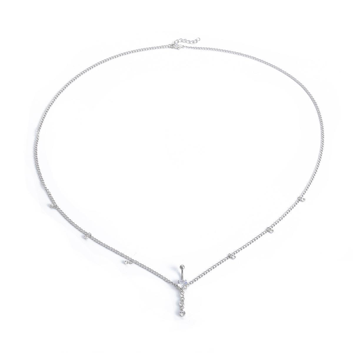 Sexy Minimalist Body Chains Human Body Perforated Zircon Navel Stud