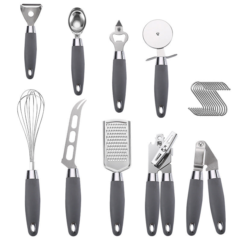 Stainless Steel Kitchen Utensils Set With Rubber Plastic Handle