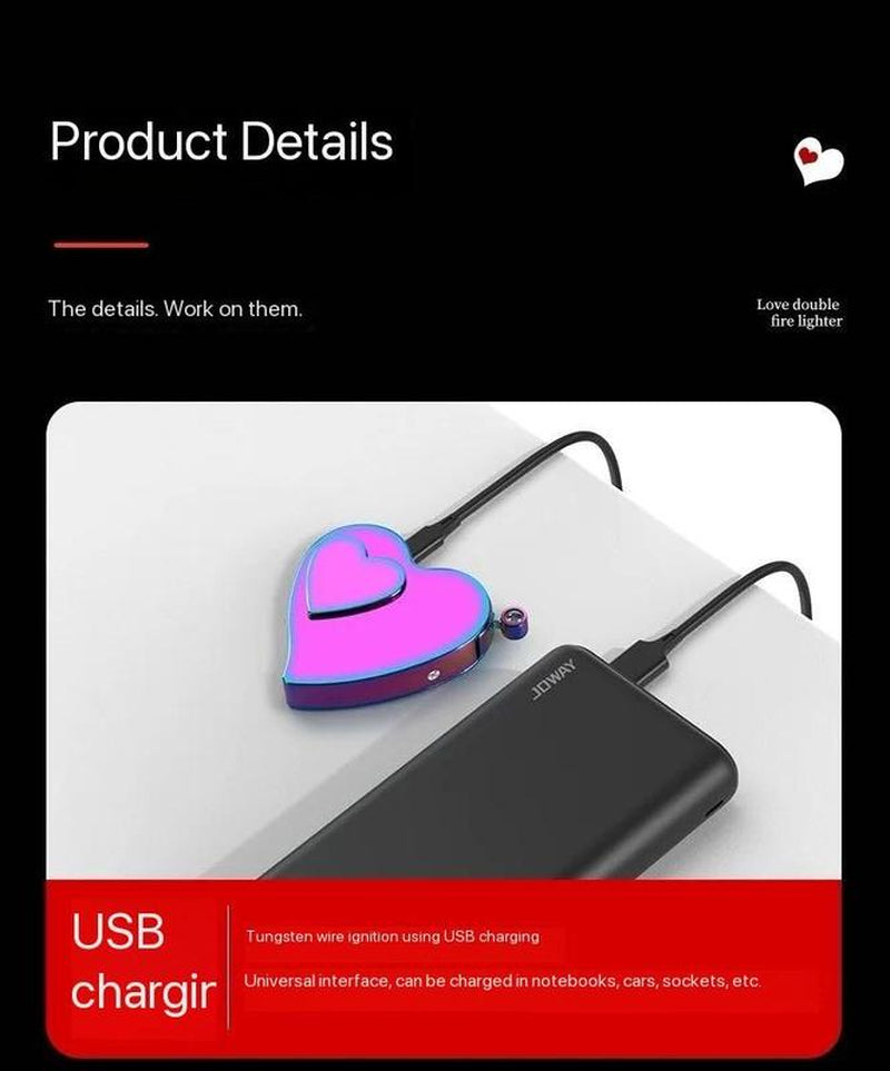 (Limited-Time Activities)Windproof Adjustable Lighter, Gas and Electric Dual-Purpose Love Lighter, Suitable for Birthday Gifts, (Must Add Butane Gas or Charging to Ignite)