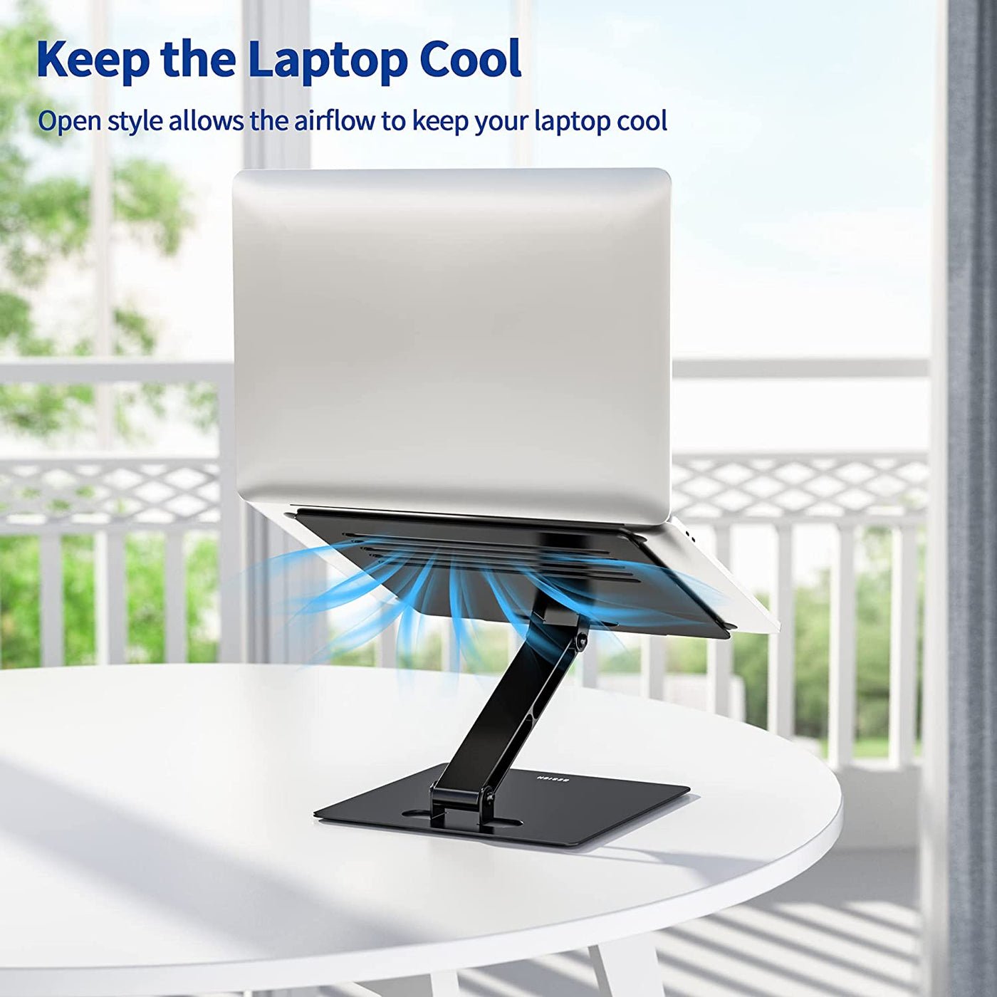 LSX5 Aluminum Computer Stand, Ergonomic Adjustable Notebook Riser Holder Compatible with Air, Pro, Dell, HP, Lenovo More 10-14" Laptops (Black)