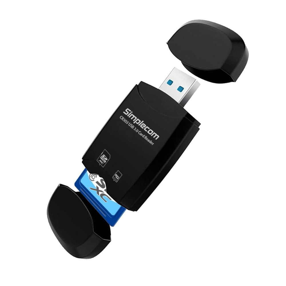 NNEDSZ CR303 2 Slot SuperSpeed USB 3.0 Card Reader with Dual Caps