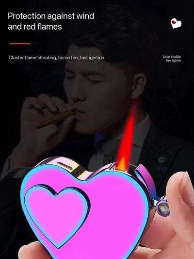 (Limited-Time Activities)Windproof Adjustable Lighter, Gas and Electric Dual-Purpose Love Lighter, Suitable for Birthday Gifts, (Must Add Butane Gas or Charging to Ignite)