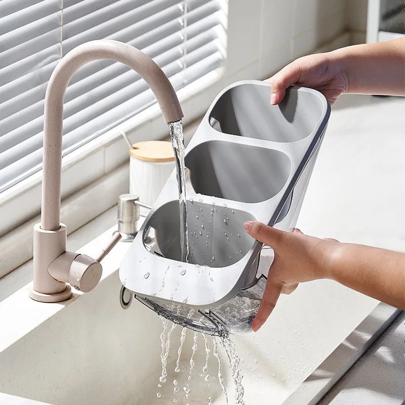 Chopsticks Storage Box Holder 3 Layers Spoon Fork Container Drain Rack Kitchen Utensil Drying Stand Organizer Tableware Tube